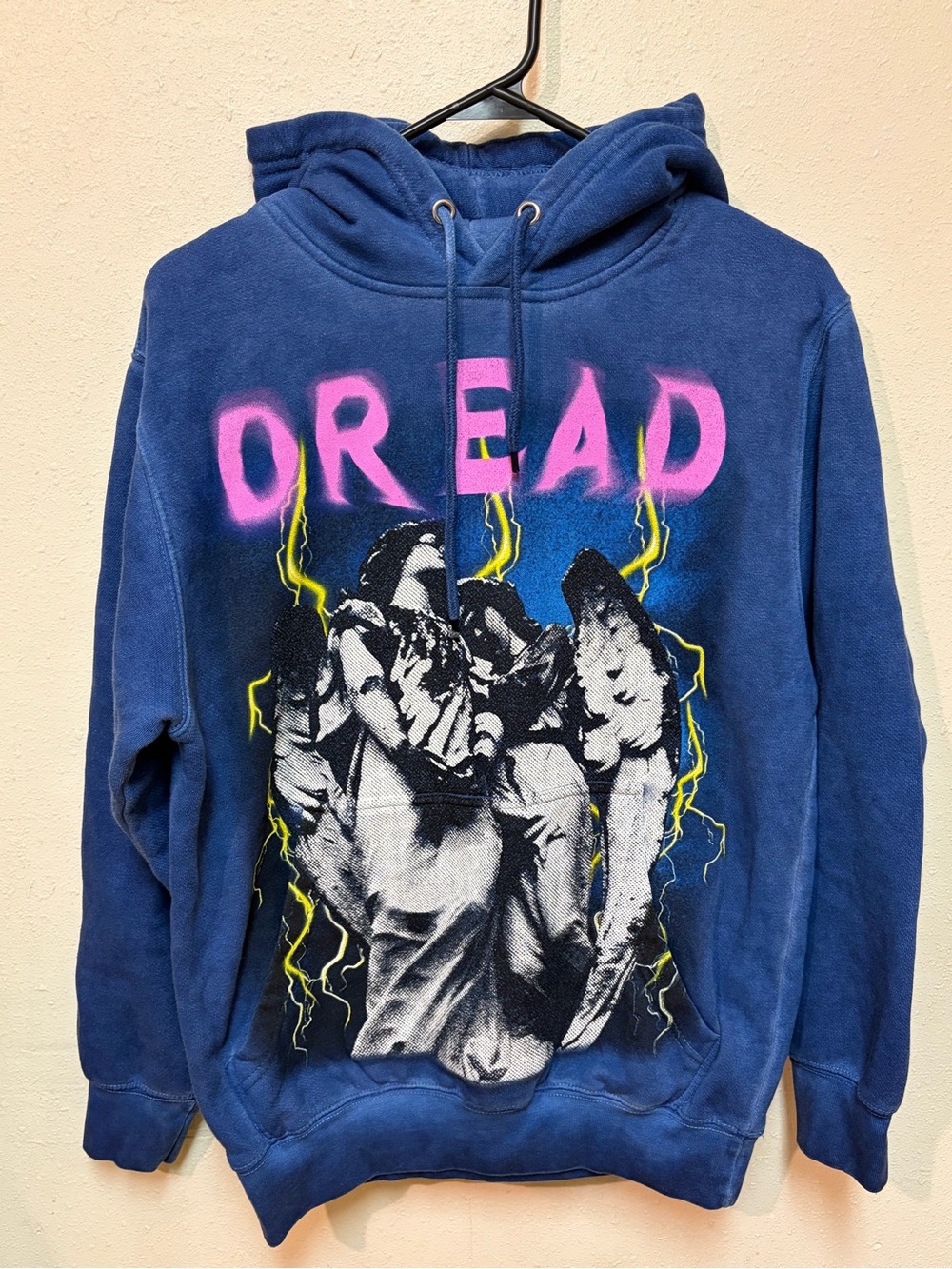 Hot Topic Navy Crewneck Hoodie with Pink DREAD Graphic